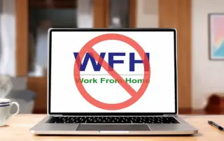 HR manager reviewing a remote work request and workplace policy documentation