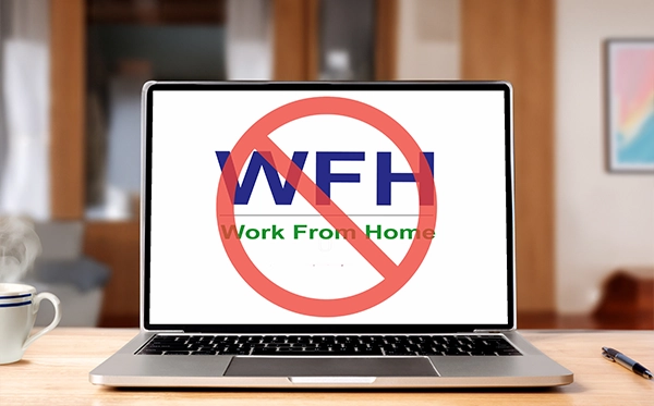 HR manager reviewing a remote work request and workplace policy documentation